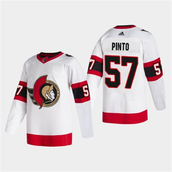 Mens Ottawa Senators #57 Shane Pinto White Red Away Adidas Jersey