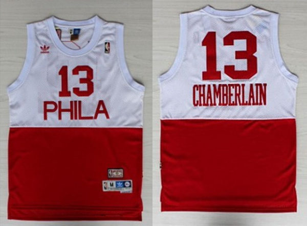 Men's Philadelphia 76ers #13 Wilt Chamberlain White Red Mitchell & Ness 2003-04 Hardwood Classics Swingman Jersey