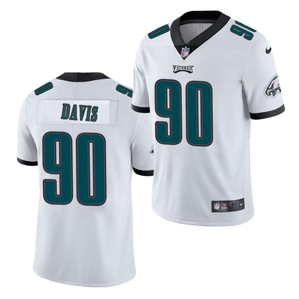 Men's Philadelphia Eagles #90 Jordan Davis Nike White Vapor Limited Jersey