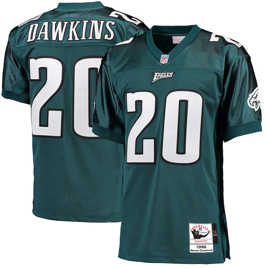 Mens Philadelphia Eagles #20 Brian Dawkins 1996 Green Mitchell&Ness NFL Throwback Jersey