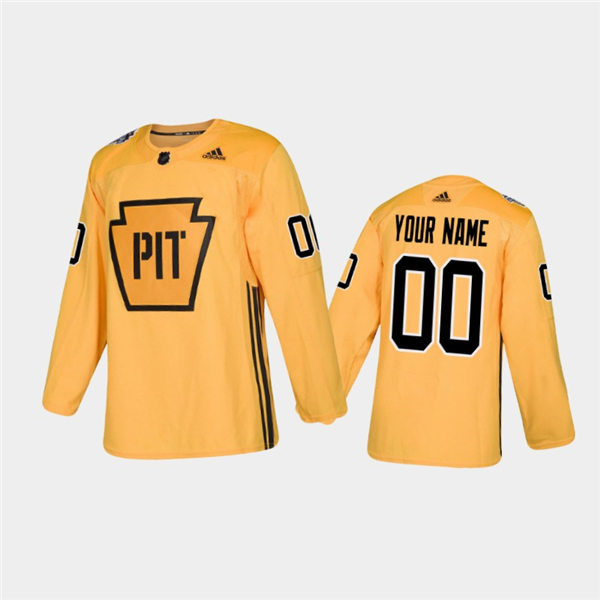 Men's Pittsburgh Penguins Custom Adidas Gold Practice Jersey