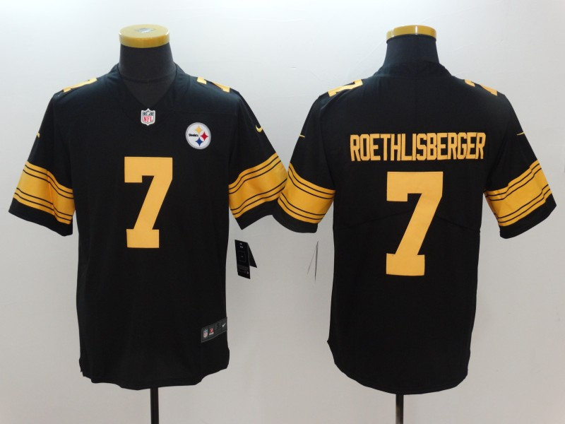 Men's Pittsburgh Steelers #7 Ben Roethlisberger Nike Black Vapor Untouchable Color Rush Jersey
