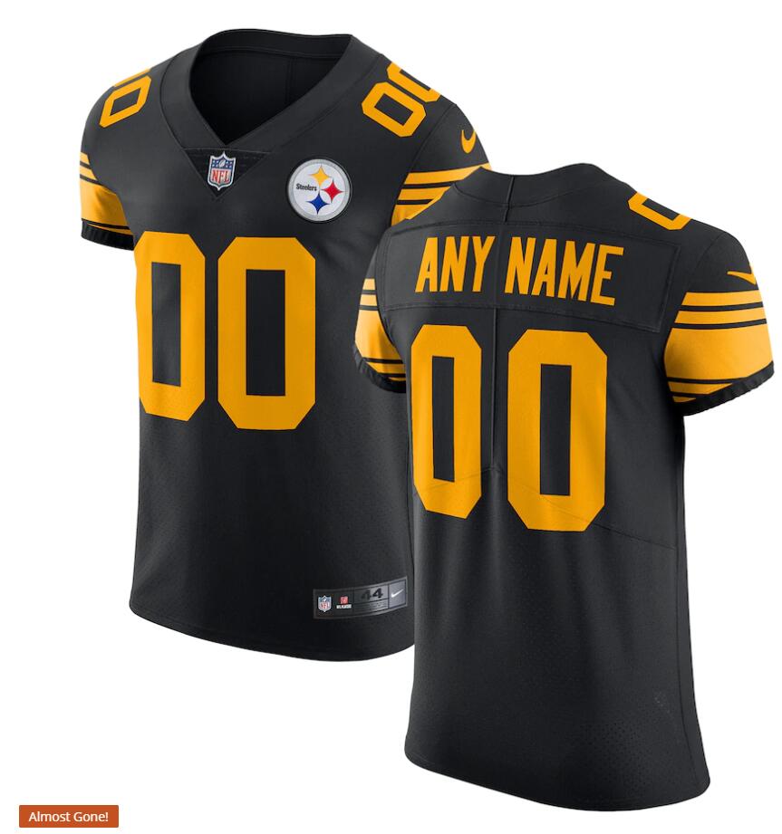 Men's Custom Pittsburgh Steelers Nike Black Color Rush Limted Adults Personal Football Jersey