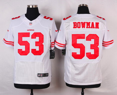 Men's San Francisco 49ers #53 Navorro Bowman White Nik Elite Jersey