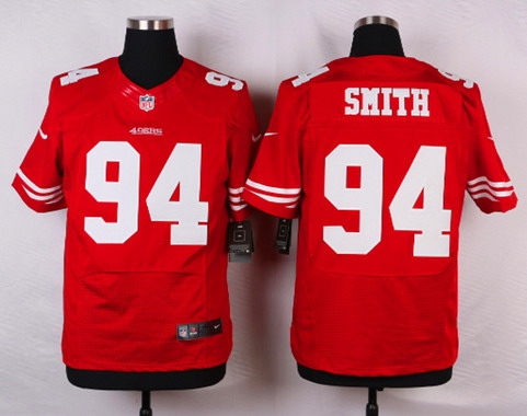 Men's San Francisco 49ers Retired Player #94 Justin Smith Scarlet Red NFL Nike Elite Jersey