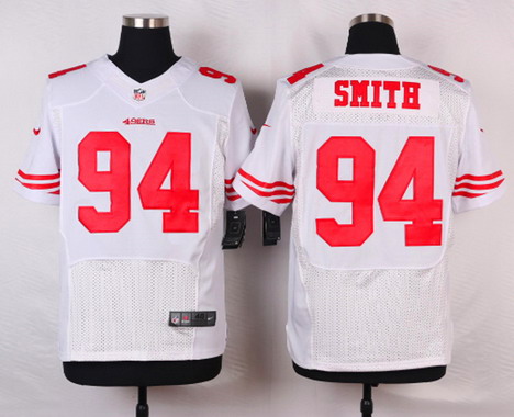 Men's San Francisco 49ers Retired Player #94 Justin Smith White Nik Elite Jersey
