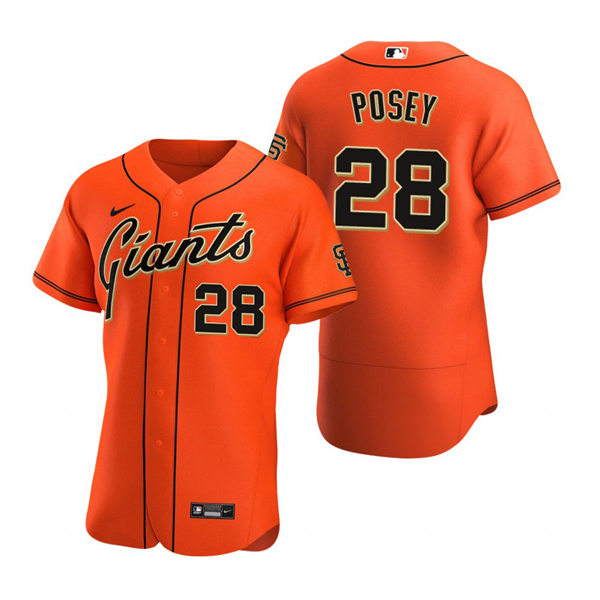 Men's San Francisco Giants #28 Buster Posey Nike Orange Alternate Flexbase Jersey