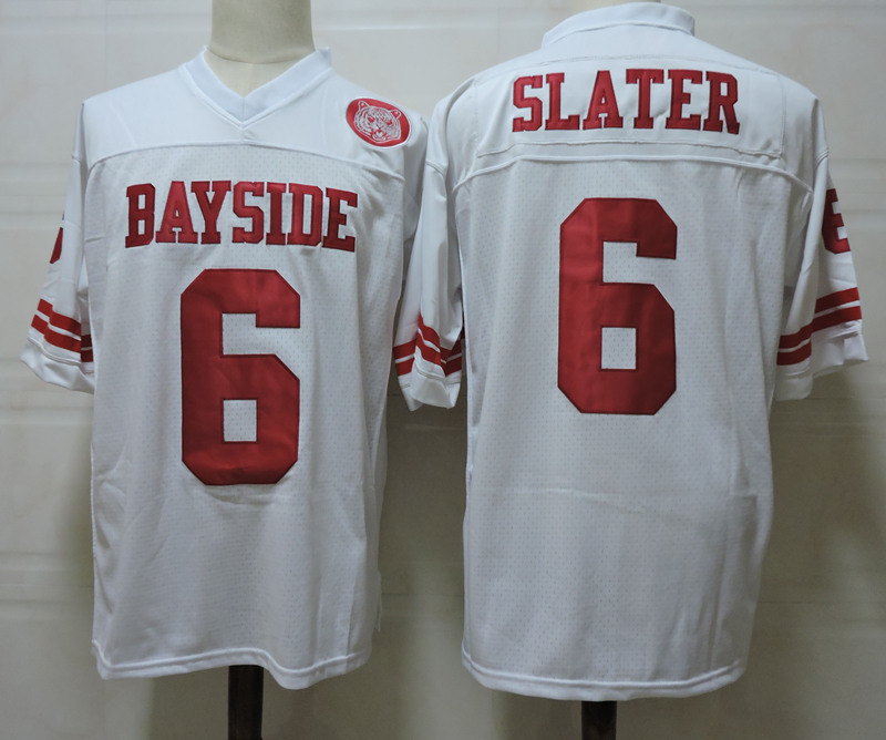 Men's Saved By The Bell #6 AC Slater Bayside Tigers White Football Jersey