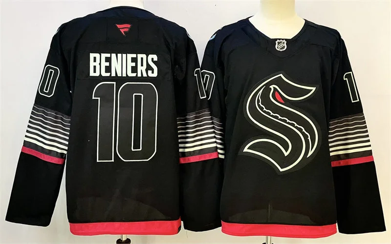 Men's Seattle Kraken #10 Matty Beniers Black Alternate Glow-In-The-Dark Premium Jersey