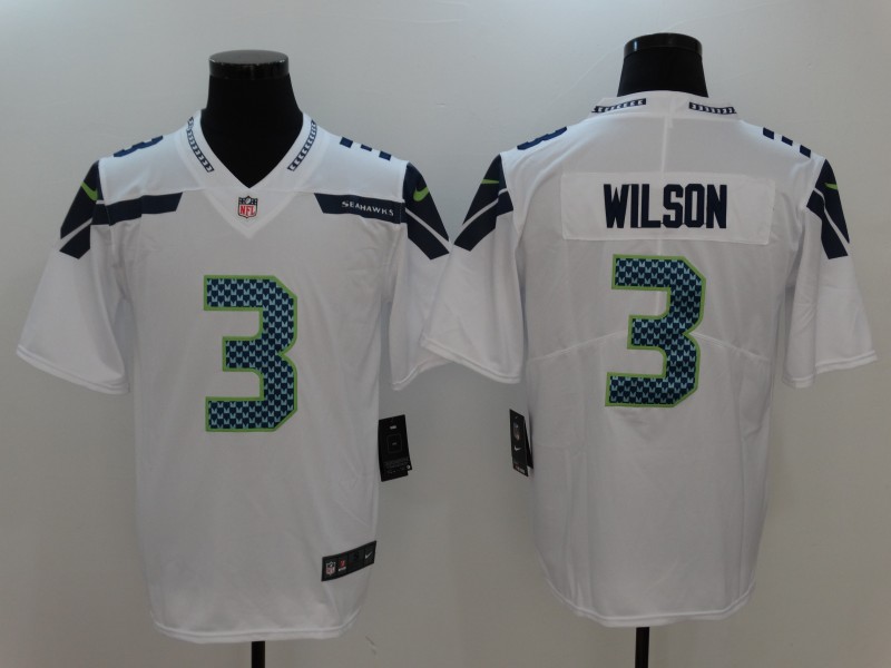 Men's Seattle Seahawks #3 Russell Wilson Nike White Vapor Limited Jersey