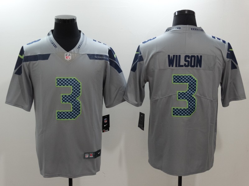 Men's Seattle Seahawks #3 Russell Wilson Nike Gray Alternate Vapor Limited Jersey