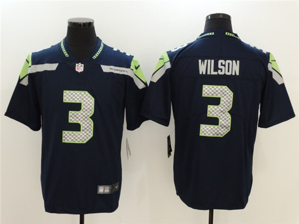 Men's Seattle Seahawks #3 Russell Wilson Nike College Navy Team Color Vapor Limited Jersey