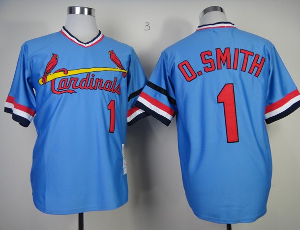 Men's St. Louis Cardinals #1 Ozzie Smith Light Blue Pullover Jersey