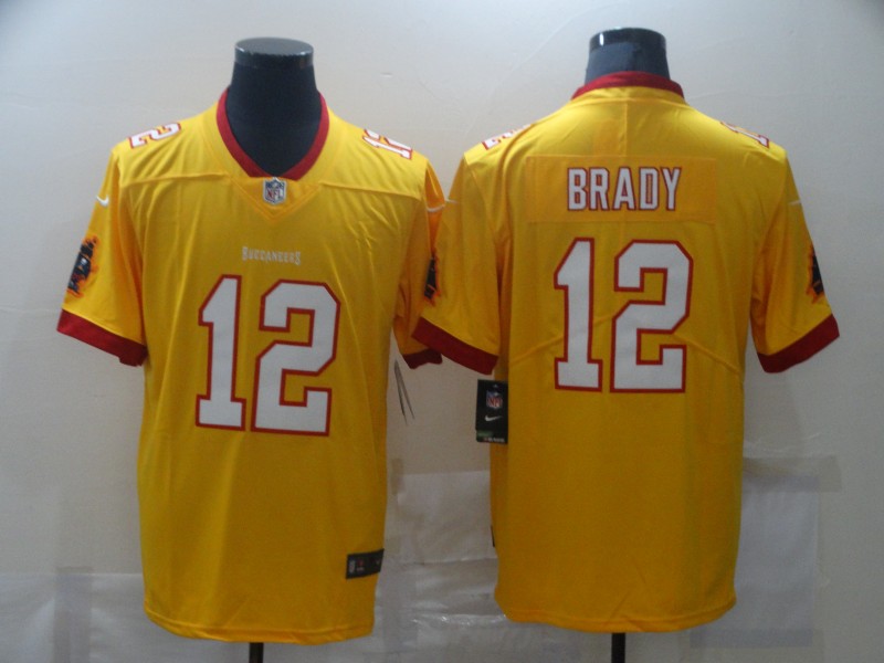 Men's Tampa Bay Buccaneers #12 Tom Brady Nike Yellow Throwback style Jersey