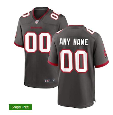 Men's Custom Tampa Bay Buccaneers Nike Pewter Alternate Personal Football Jersey