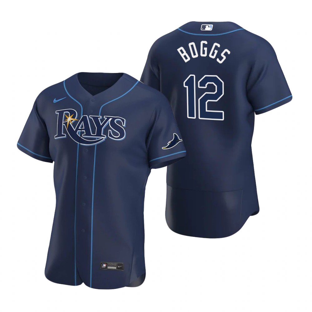 Men's Tampa Bay Rays Retired Player #12 Wade Boggs Nike Navy Flex Base Baseball Jersey