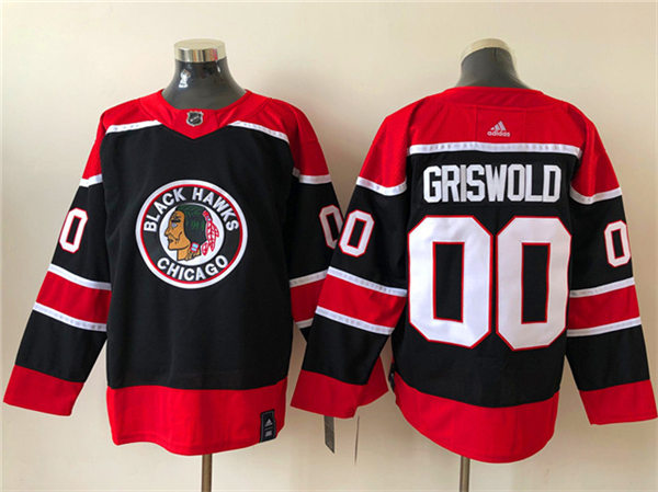 Men's The National Lampoon's Vacation film #00 Clark Griswold Chicago Blackhawks 2020-21 Reverse Retro Jersey Black Alternate