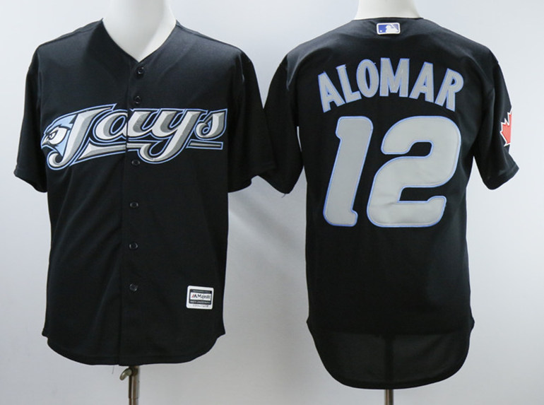 Men's Toronto Blue Jays Retired Player #12 Roberto Alomar Black Trhowback Jersey