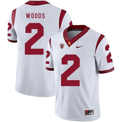 Mens USC Trojans #2 Robert Woods White With Name Nike NCAA College Football Jersey