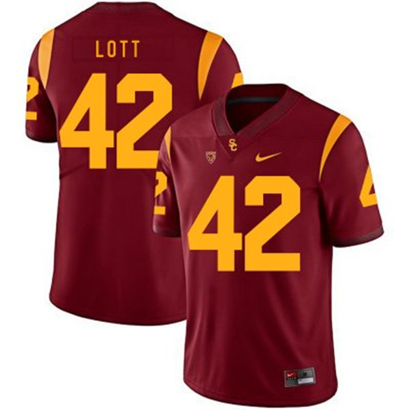 Men's USC Trojans #42 Ronnie Lott Red  With Name Nike NCAA College Vapor Untouchable Football Jersey