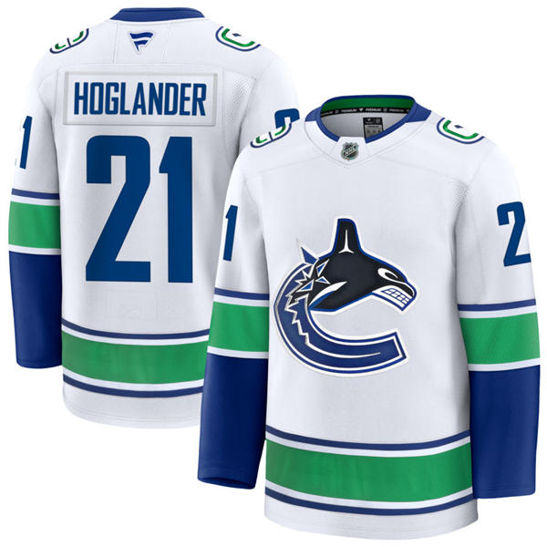 Men's Vancouver Canucks #21 Nils Hoglander Fanatics Away White Player Jersey