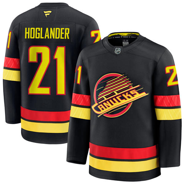 Men's Vancouver Canucks #21 Nils Hoglander Fanatics Black Alternate Premium Jersey