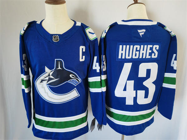Womens Vancouver Canucks #43 Quinn Hughes Fanatics Home Blue Player Jersey