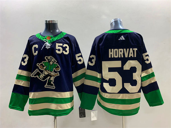 Men's Vancouver Canucks #53 Bo Horvat Navy 2022 Reverse Retro Primegreen Jersey