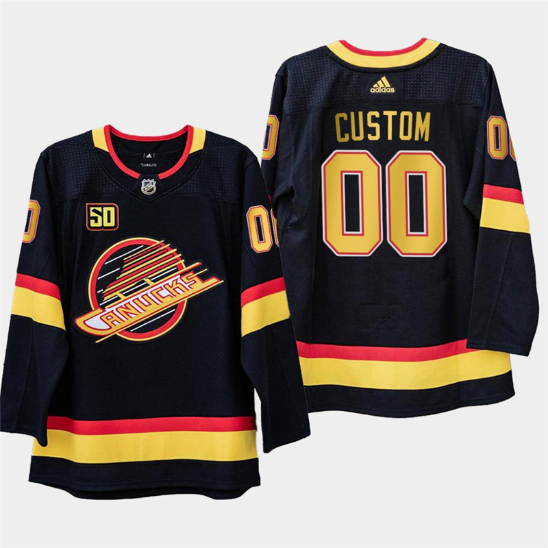 Men's adidas Black Vancouver Canucks 2019-20 Flying Skate Authentic Custom Jersey