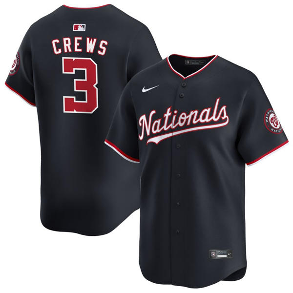 Mens Washington Nationals #3 Dylan Crews Nike Navy Alternate Elite Player Jersey