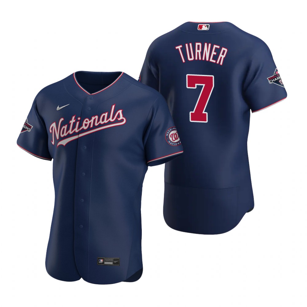 Mens Washington Nationals #7 Trea Turner Nike Navy Alternate Nationals FlexBase Player Jersey