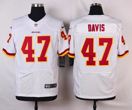 Men's Washington Redskins #47 Akeem Davis Nike White Elite Jersey