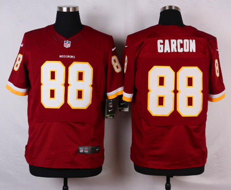 Mens Nike NFL Elite Jersey Washington Redskins #88 Pierre Garcon Red with 80TH patch