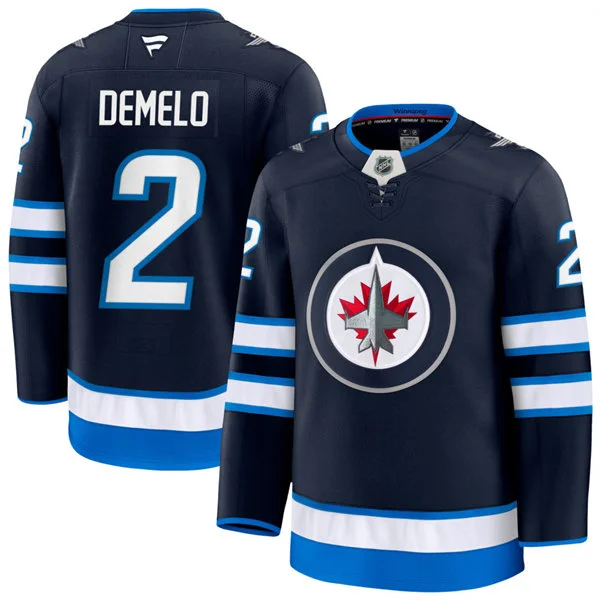 Men's Winnipeg Jets #2 Dylan DeMelo Fanatics Navy Home Premium Jersey