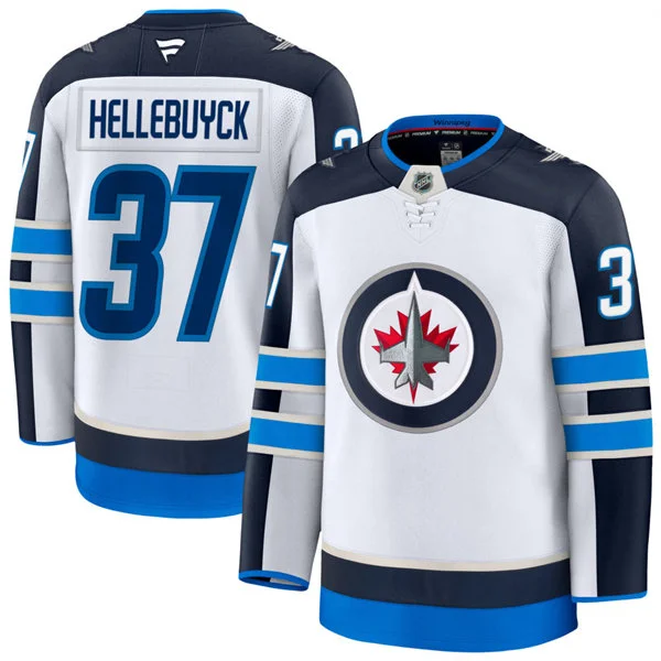 Men's Winnipeg Jets #37 Connor Hellebuyck Fanatics White Away Jersey