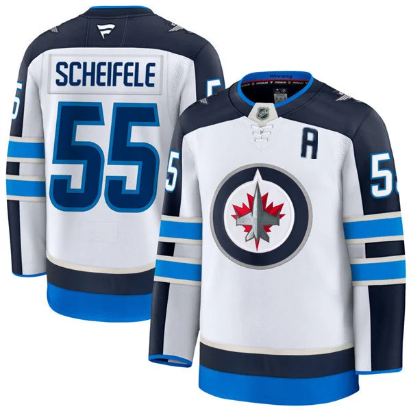 Men's Winnipeg Jets #55 Mark Scheifele Fanatics White Away Jersey