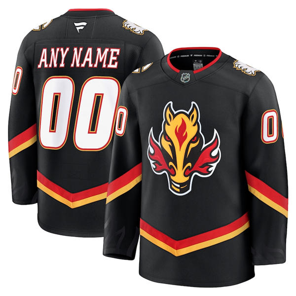 Men's Youth Calgary Flames Custom Fanatics Black Alternate Premium Jersey