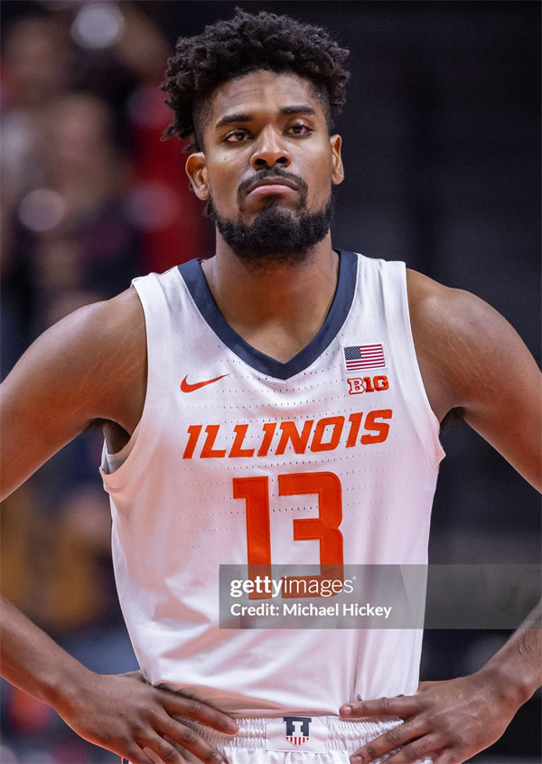 Men's Youth Illinois Fighting Illini #13 Quincy Guerrier  White Orange College Basketball Game Jersey