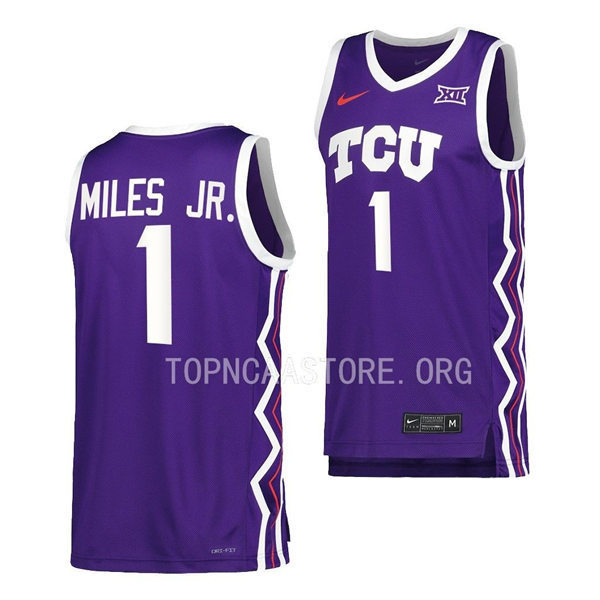 Men's Youth TCU Horned Frogs #1 Mike Miles Jr. Nike 2022-23 Purple College Basketball Game Jersey