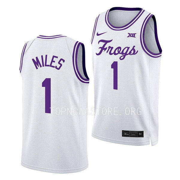 Men's Youth TCU Horned Frogs #1 Mike Miles Jr.Nike White Limited Frogs College Basketball Game Jersey