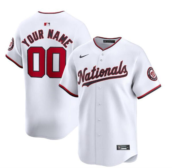 Men's Youth Washington Nationals Custom Nike White Stitched Nike White Home Limited Jersey