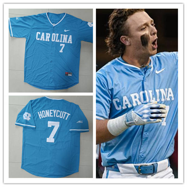 Men's Youth Womens North Carolina Tar Heels #7 Vance Honeycutt 2024 Blue Carolina Baseball Game Jersey