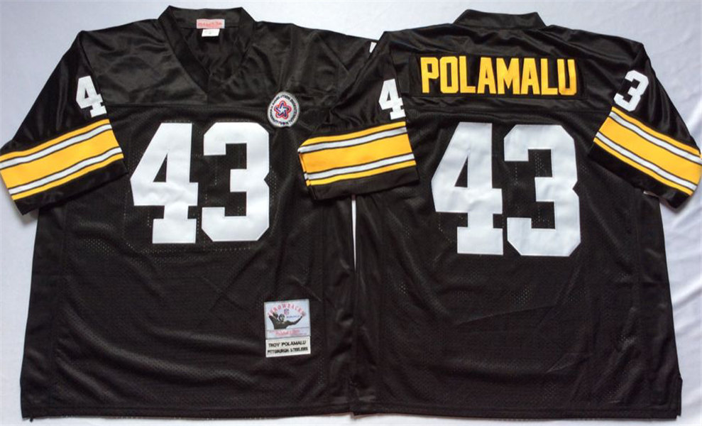 Men's pittsburgh steelers #43 troy polamalu Black Throwback Jersey