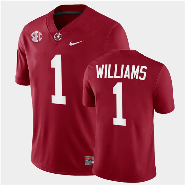 Mens Alabama Crimson Tide #1 Jameson Williams Nike Crimson College Football Game Jersey