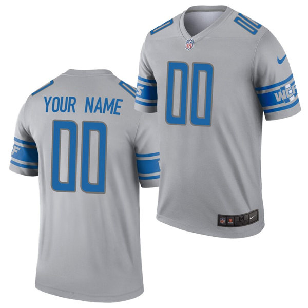 Mens Detroit Lions Customized Gray Nike NFL Inverted Legend Jersey