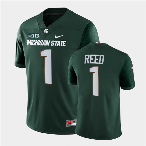 Mens Michigan State Spartans #1 Jayden Reed Nike Green College Game Football Jersey