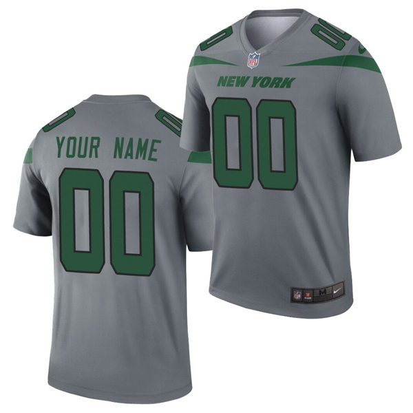 Mens Nike New York Jets Customized Grey Nike NFL Inverted Legend Jersey