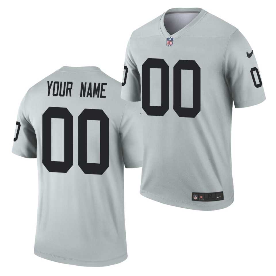 Men's Las Vegas Raiders Customized Grey Nike NFL Inverted Legend Jersey