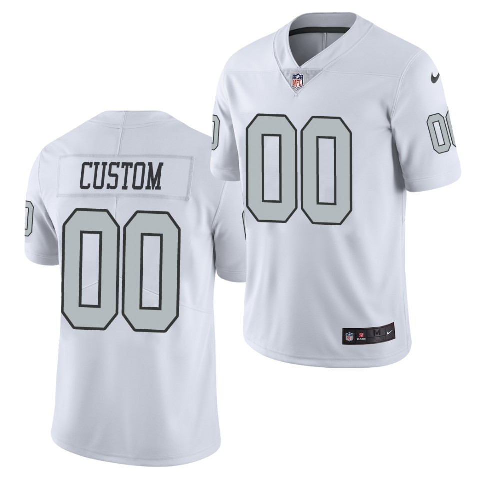 Mens Las Vegas Raiders Custom Jim Otto Howie Long Marcus Allen Tim Brown Ken Stabler Nike White Color Rush Limted Jersey