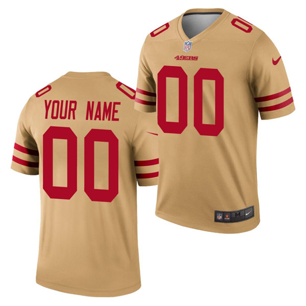 Men San Francisco 49ers Custom Gold Inverted Legend Personal Football Jersey